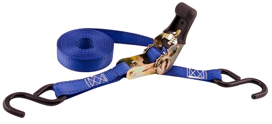 Erickson Professional 31415 Tie-Down Strap, 1 in W, 15 ft L, Blue, 400 lb Working Load, S-Hook End