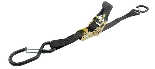 Erickson 05709 Motorcycle Strap/ATV Tie-Down, 1 in W, 6 ft L, Nylon, Black, 1200 lb Working Load, Cam Buckle End