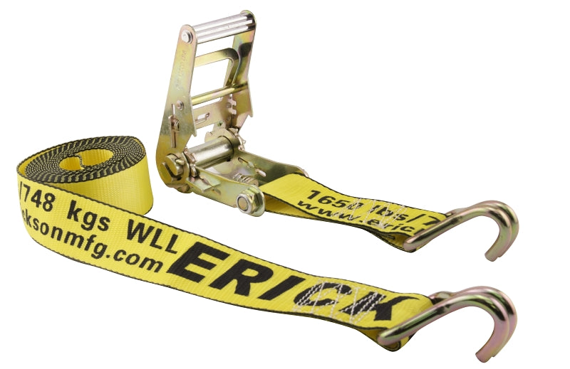 Erickson 52400 Strap, 2 in W, 25 ft L, Yellow, 1666 lb Working Load, J-Hook End