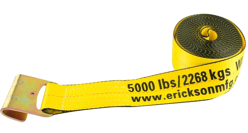 Erickson 58700 Winch Strap, 3 in W, 30 ft L, 5000 lb Vertical Hitch, Polyester, Yellow