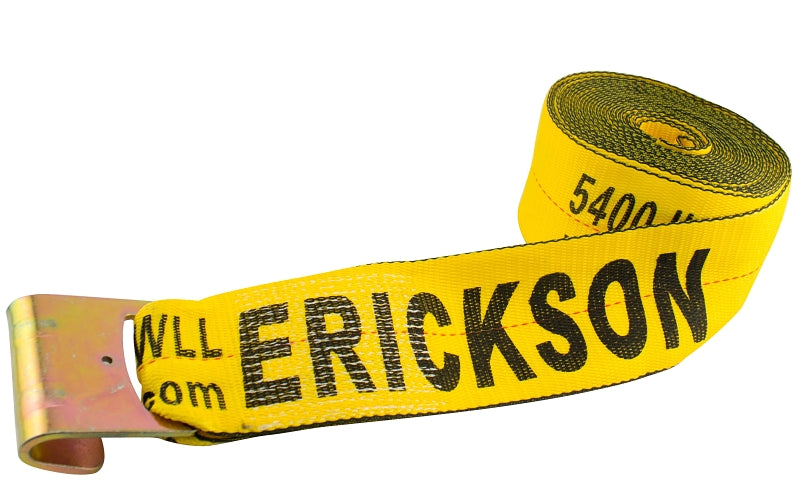 Erickson 58800 Winch Strap, 4 in W, 30 ft L, Polyester, Yellow, 5400 lb Working Load