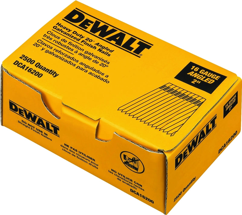 DeWALT DCA16200 Finish Nail, 2 in L, 16 Gauge, Steel, Galvanized, Brad Head, Smooth Shank