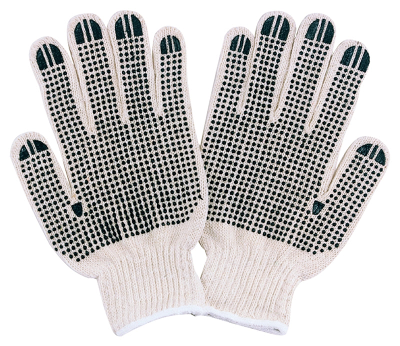 Diamondback FO809PVD2 Knitted Work Gloves with PVC Dots, One-Size, Ribbed Knit Wrist, 60% Cotton 40% Polyester, Natural White