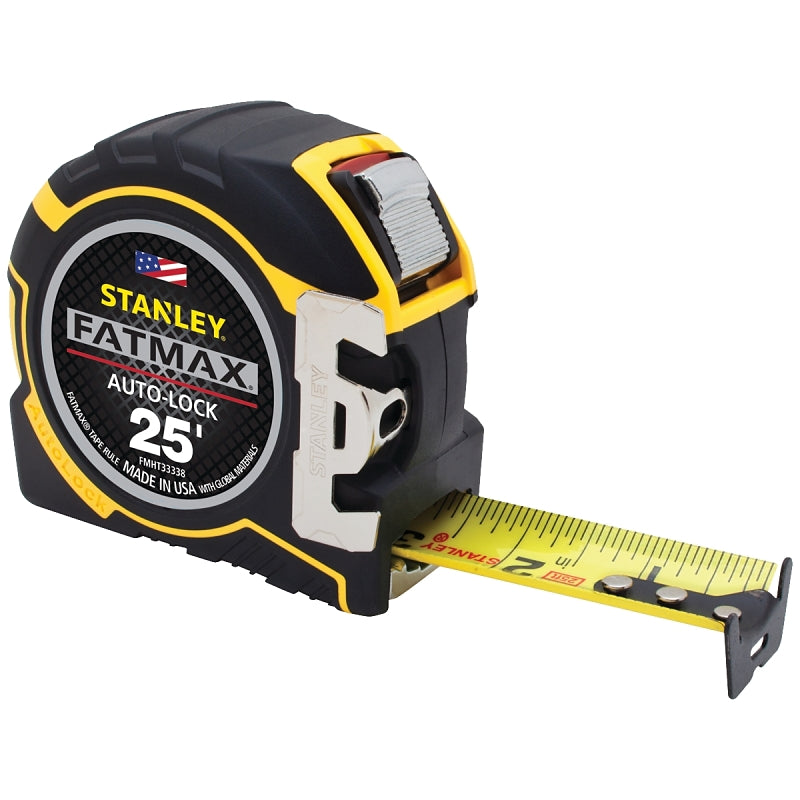 Stanley FMHT33338 Tape Measure, 25 ft L Blade, 1-1/4 in W Blade, Steel Blade, ABS Case, Black/Yellow Case