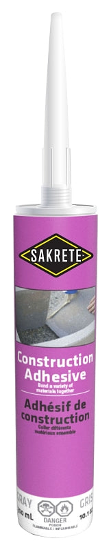 Sakrete 12021115 Construction Adhesive, Gray, 300 mL, Tube