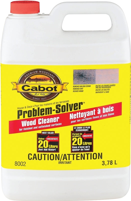 Cabot Problem-Solver 8002C Wood Cleaner, 3.78 L, Liquid, Clear