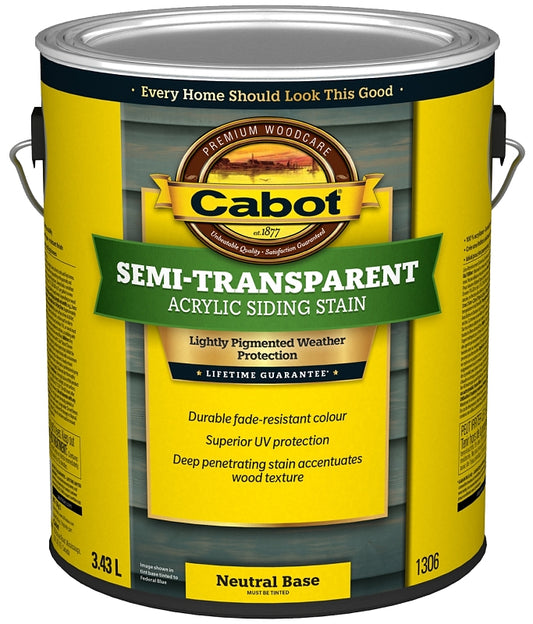 Cabot 1300 Series 1306C Deck and Siding Stain, Semi-Transparent, Liquid, 3.79 L