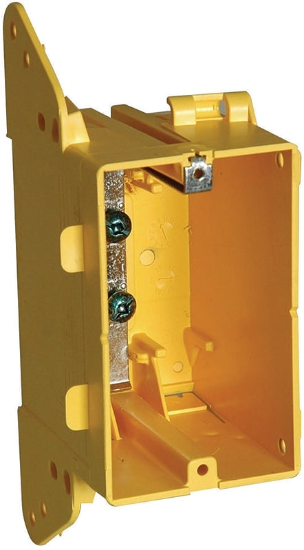 Hubbell Banana Box 2011F/2001R Switch Box, 1-Gang, Plastic/Resin, Yellow, Nail