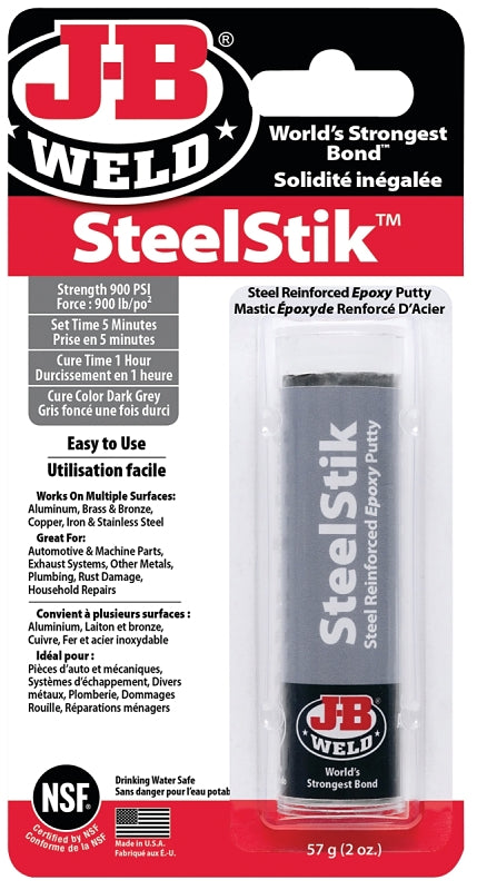 J-B Weld 8267SF Epoxy Putty Stick, Black/Dark Gray, Solid, 2 oz