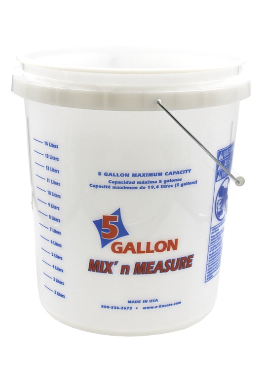 ENCORE Plastics 1001238 Paint Pail, 5 gal Capacity, Plastic, White, Form Grip Handle