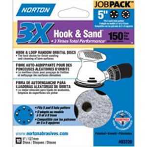 Norton 03220 Sanding Disc, 5 in Dia, 11/16 in Arbor, Coated, P150 Grit, Fine, Alumina Ceramic Abrasive, Spiral