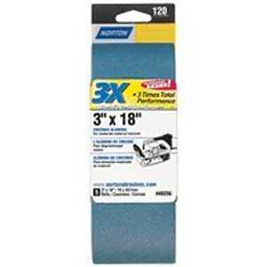 Norton 02230 Sanding Belt, 3 in W, 18 in L, 80 Grit, Medium, Zirconia Aluminum Abrasive