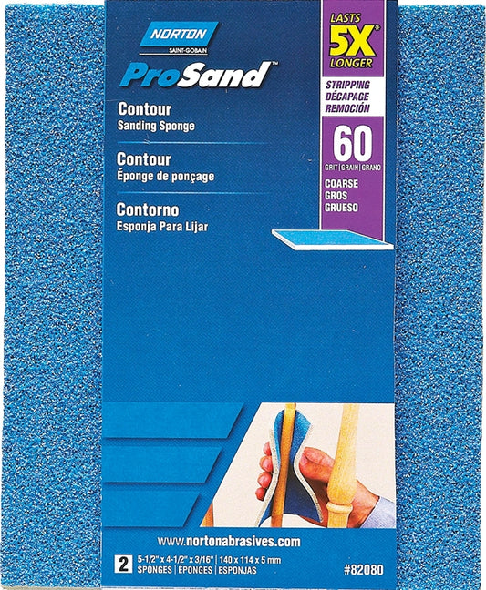 Norton ProSand 82080 Sanding Sponge, 5-1/2 in L, 4-1/2 in W, 60 Grit, Coarse, Aluminum Oxide Abrasive