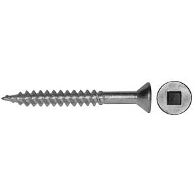 Reliable FKWZ412MR Screw, #4-22 Thread, 1/2 in L, Full, Twin Lead Thread, Flat Head, Square Drive, Regular Point, Steel