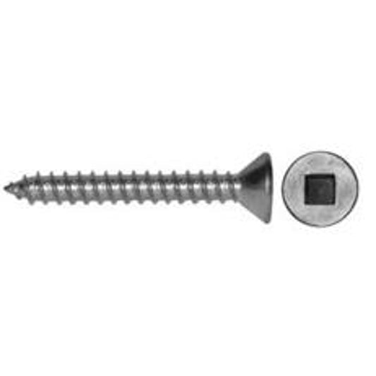 Reliable FKAS8112MR Screw, 1-1/2 in L, Flat Head, Square Drive, Self-Tapping, Type A Point, Stainless Steel