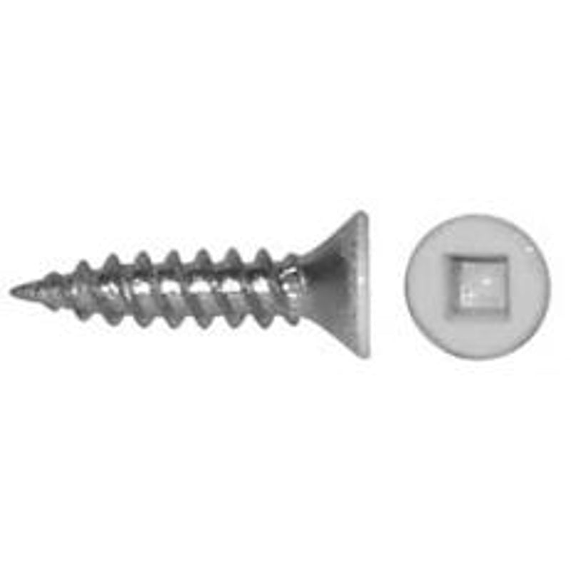 Reliable FKWW81MR Screw, #8-15 Thread, 1 in L, Partial, Twin Lead Thread, Flat Head, Square Drive, Regular Point, Steel