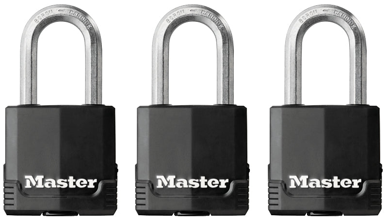 Master Lock Magnum Series M115BLCTRILFHC Padlock, Alike Key, 5/16 in Dia Shackle, Boron Carbide Shackle, Steel Body