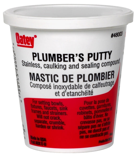 Oatey 48003 Plumbers Putty, Solid, Off-White, 414 mL Plastic Container