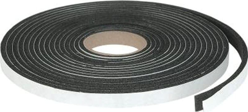 Climaloc Plus CF21002 Foam Tape, 3/8 in W, 17 ft L, 3/16 in Thick, Rubber, Black