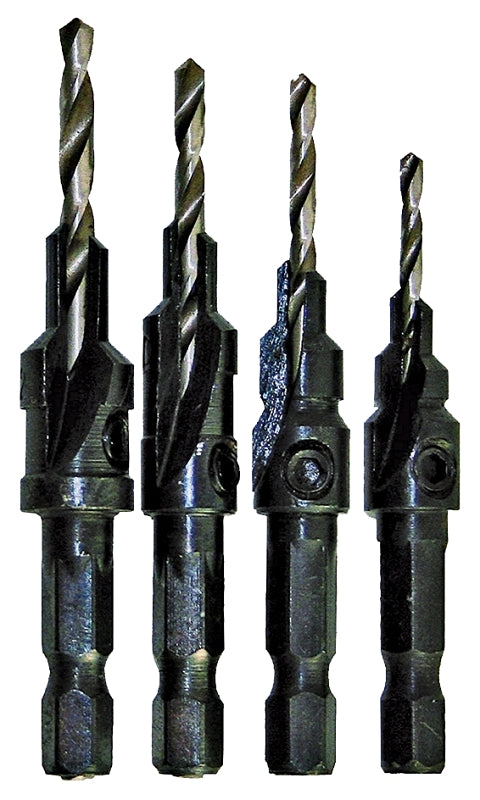 Task T69004 Screw Pilot Drill Bit Set, 4-Piece, Carbon Steel