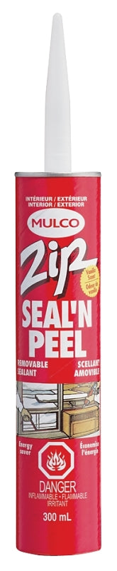 Mulco Zip Seal'N Peel 141000 Removable Sealant, Clear, -22 to 100 deg F, 300 mL Cartridge