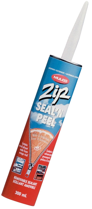 Mulco Zip Seal'N Peel 141980 Removable Sealant, Clear, -22 to 100 deg F, 300 mL Cartridge