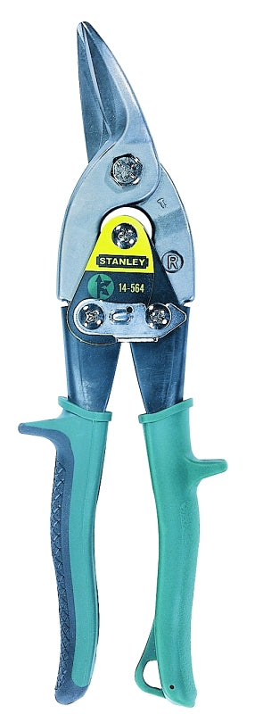 Stanley FMHT73557 Aviation Snip, 12-1/2 in OAL, Right Cut, Steel Blade, Cushion-Grip Handle, Green Handle