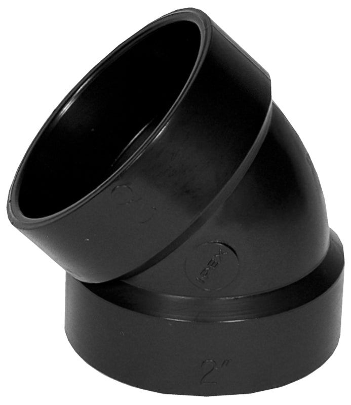 IPEX 027243 Pipe Elbow, 3 in, Hub, 45 deg Angle, ABS, SCH 40 Schedule