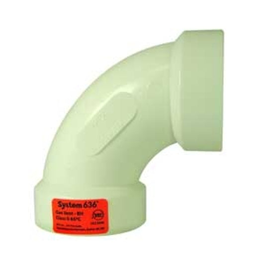 Homerite 296122 90 deg Vent Elbow, 2 in Connection, Hub, PVC