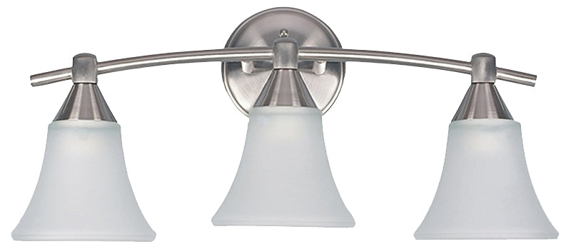 Canarm IVL221A03BPT Vanity Light, 100 W, 3-Lamp, A Lamp, Steel Fixture, Brushed Pewter Fixture