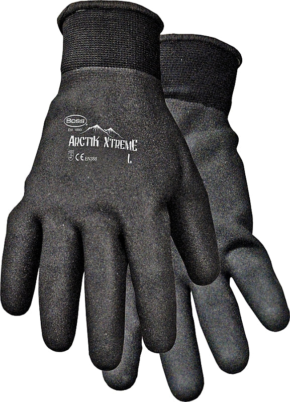 Boss ARCTIK XTREME 7841L Protective Gloves, Unisex, L, Knit Wrist Cuff, Nitrile Coating, Nylon Glove, Black