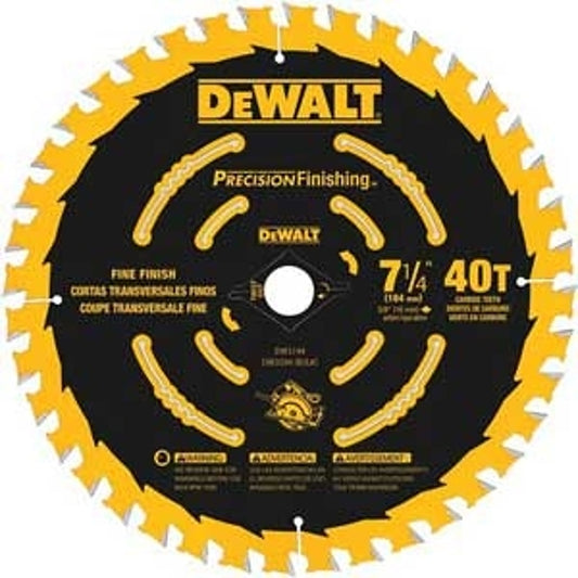 DeWALT Precision Framing DW3596B10 Saw Blade, 7-1/4 in Dia, 5/8 in Arbor, 60-Teeth, Carbide Cutting Edge