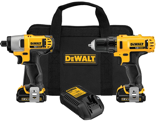 DeWALT DCK211S2 Combination Kit, Battery Included, 12 V, 2-Tool, Lithium-Ion Battery