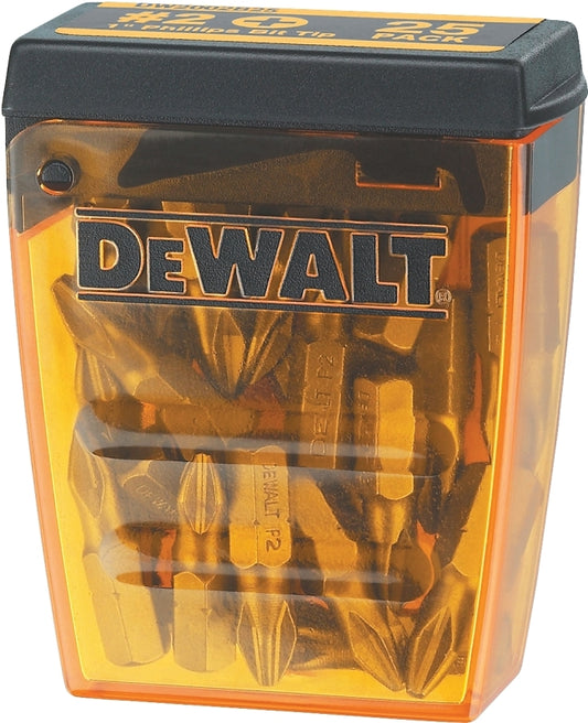 DeWALT DWAF2002B25 Insert Bit Tip, #2 Drive, Phillips Drive, 1/4 in Shank, Hex Shank, 1 in L, Tool Steel