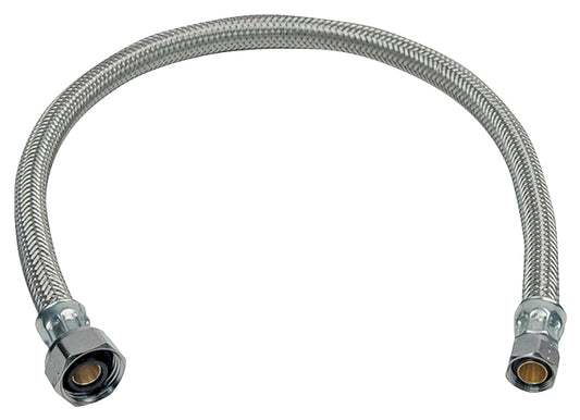 aqua-dynamic 3230 Series 3230-200 Braided Faucet Connector, Flexible, 3/8 in Inlet, Compression Inlet, 1/2 in Outlet