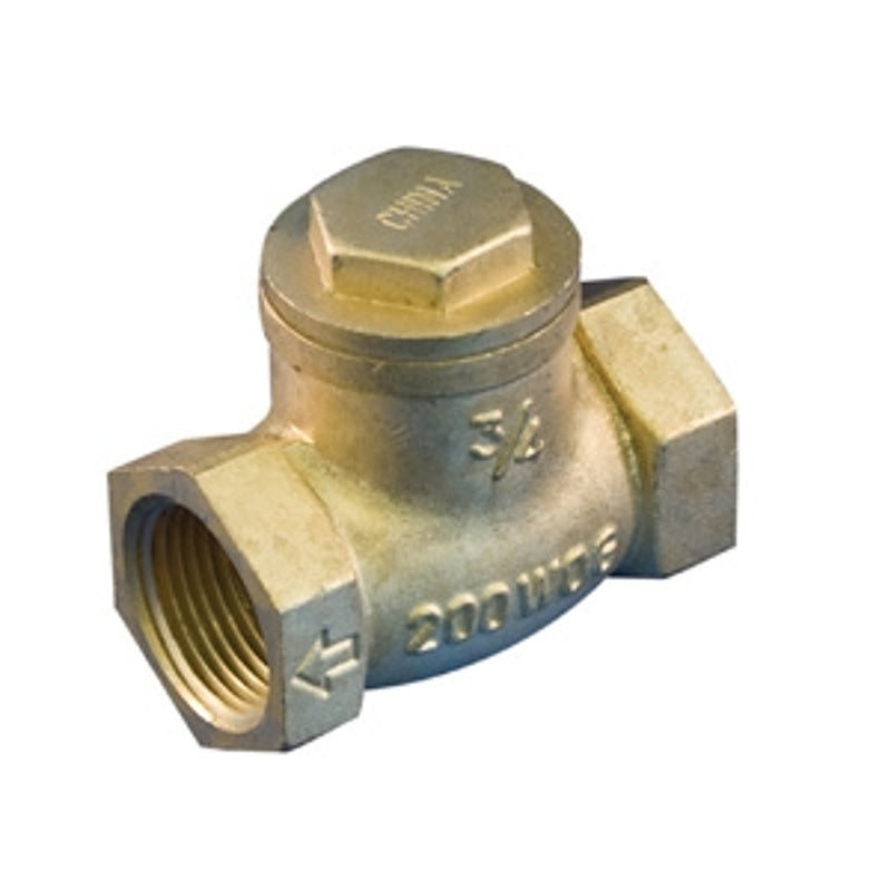 aqua-dynamic 1191-004 Swing Check Valve, 3/4 in, Threaded, 200 psi Pressure, Brass Body