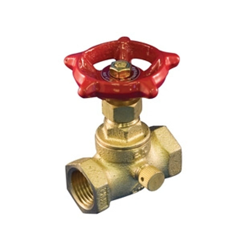 aqua-dynamic 1195-104 Stop Valve with Drain, 3/4 in Connection, Threaded, 125 psi Pressure, Brass Body