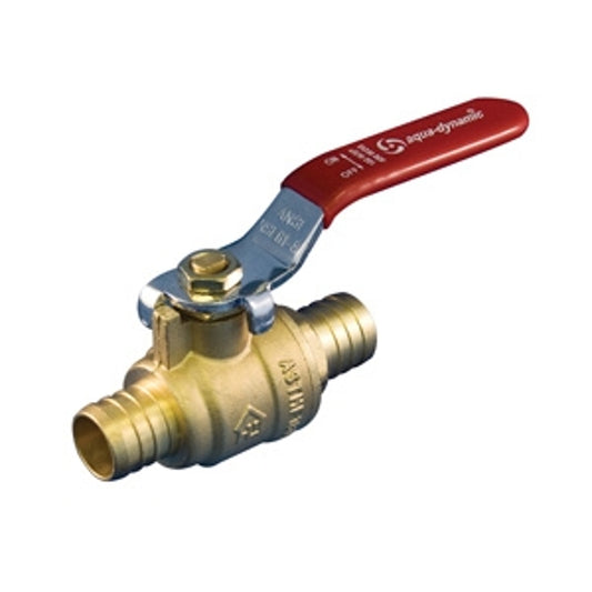 aqua-dynamic 1197-343 Ball Valve, 1/2 in Connection, PEX, 200 psi Pressure, Lever Actuator, Brass Body