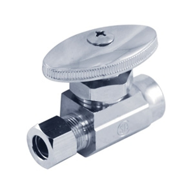 aqua-dynamic 1912-214 Stop Valve, 1/2 x 3/8 in Connection, Solder x Compression, 125 psi Pressure, Brass Body