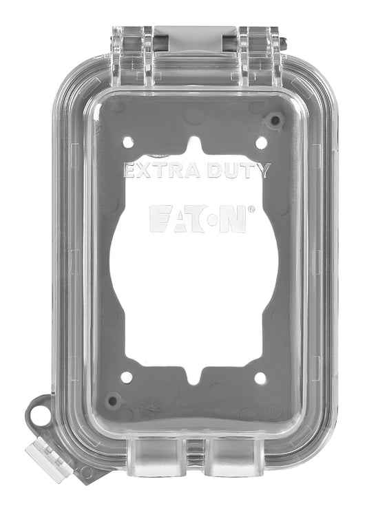 Eaton Wiring Devices WIU-1 Cover, 3-1/4 in L, 4-29/64 in W, Rectangular, Polycarbonate, Gray