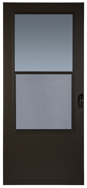 Larson Value Core 028841U Single-Vent Storm Door, 32 in W, 81 in H, Half Screen, Wood, Brown