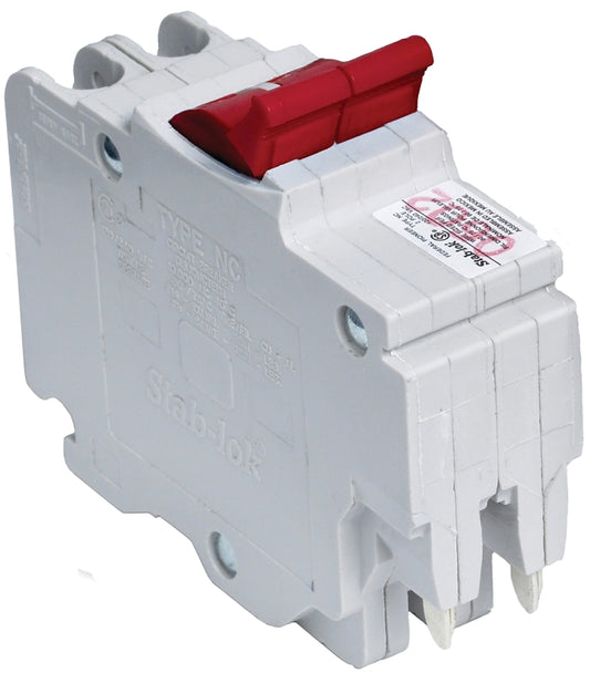 Square D Stab-lok NC0220CP Circuit Breaker, Mini, Type NA, 20 A, 2 -Pole, 120/240 V, Plug Mounting, White