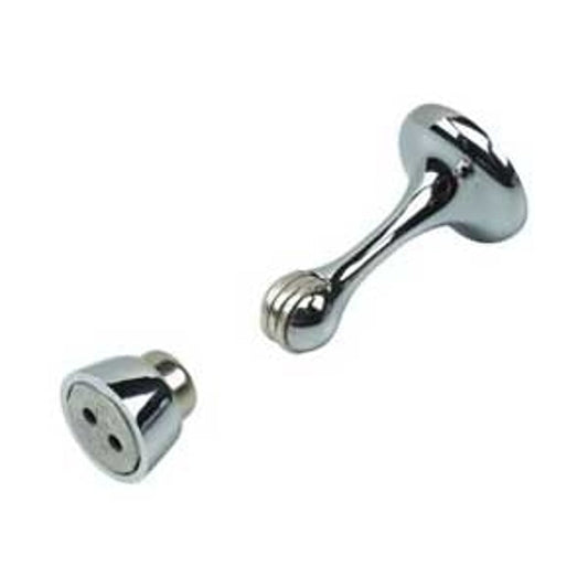 Onward 67BR Magnetic Door Stop, 1-3/4 in Dia Base, 3 in Projection, Metal, Brass