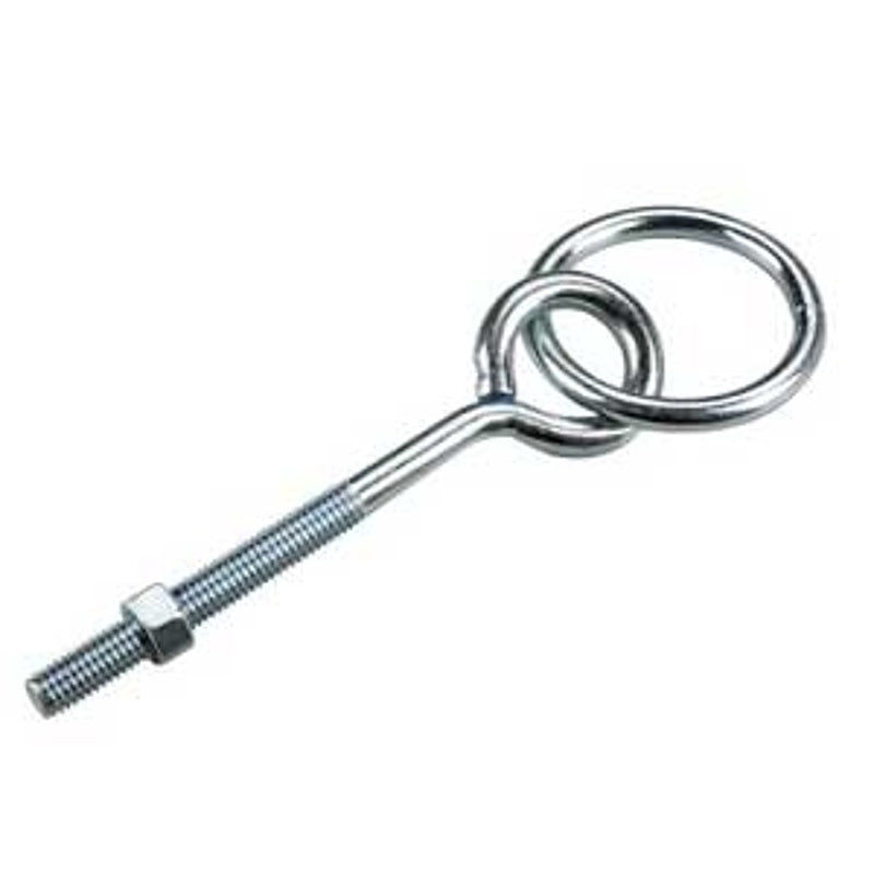 Onward 2173XBC Ring Bolt with Nut, 3/8 in Thread, 2 in Dia Eye, 160 lb Working Load, Metal, Zinc