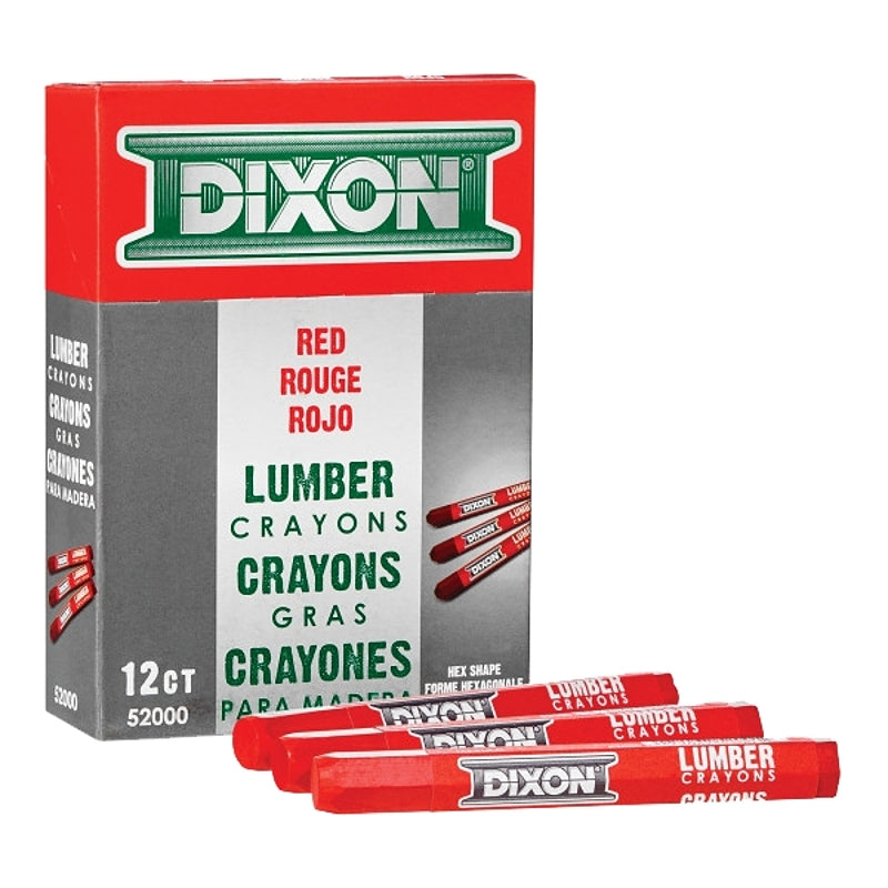 Dixon Ticonderoga 52000 Lumber Crayon, Red, 1/2 in Dia, 4-1/2 in L