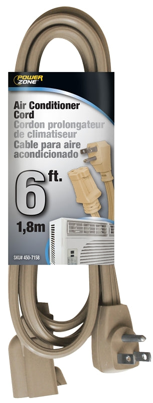 PowerZone OR681506 Extension Cord, SPT-3, Vinyl, Beige, For: Air conditioner and Appliances