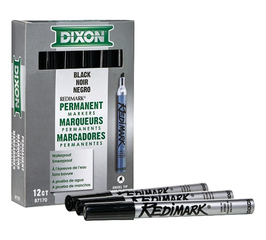 DIXON TICONDEROGA 87170 Marker, Black, 6 in L, Metal Barrel