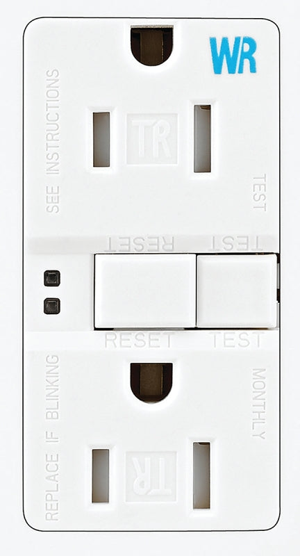 Eaton Wiring Devices TWRSGF15W GFCI Duplex Receptacle, 2 -Pole, 15 A, 125 V, Back, Side Wiring, NEMA: 5-15R, White