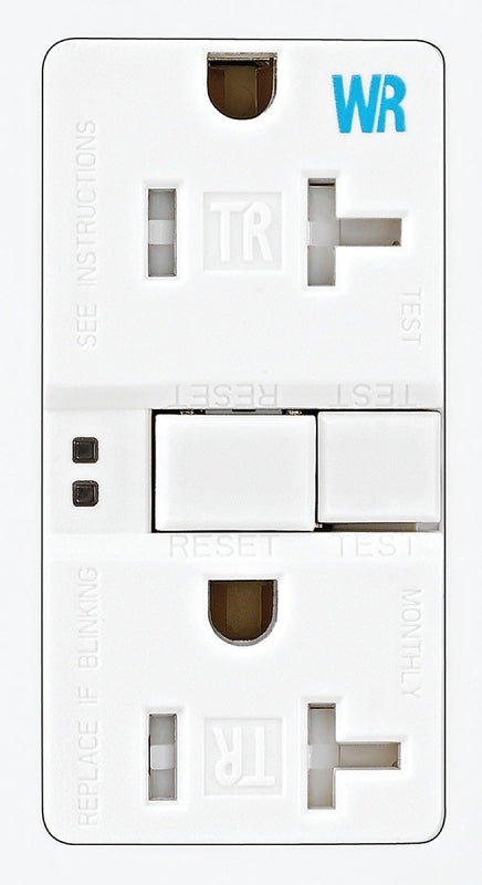 Eaton Wiring Devices TWRSGF20W GFCI Duplex Receptacle, 2 -Pole, 20 A, 125 V, Back, Side Wiring, NEMA: 5-20R, White