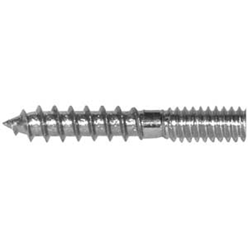 Reliable HZ14212MR Hanger Bolt, 1/4-20 Thread, 2-1/2 in L, UNC Thread, Regular Point, Steel, Zinc